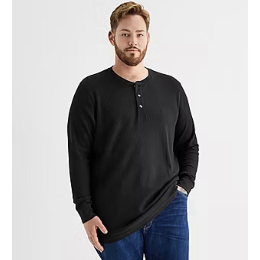 2XLT St. John s Bay Big and Tall Mens Long Sleeve Regular Fit Waffle Henley Size